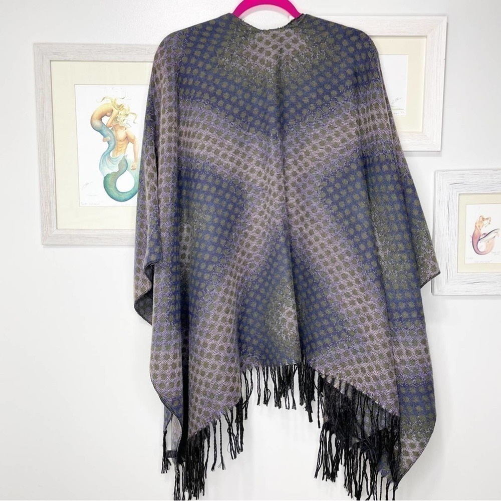 Purple & Green Polka Dot Tasseled Shawl - Picture 2 of 8